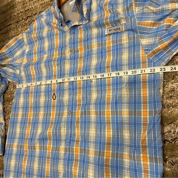 Columbia PFG Button Up Fishing Shirt Mens Large Plaid Vented Roll Tab Sleeves - Picture 11 of 12